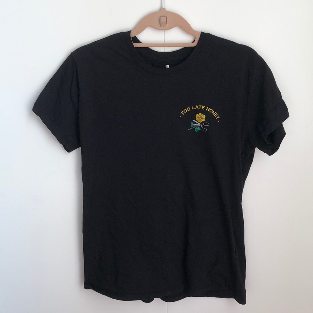 Too Late Honey Black Cotton:On T-Shirt
